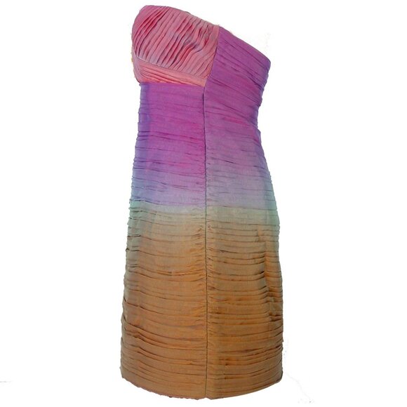 ALICE + OLIVIA Jasmine $498 Pleated Silk Ombre Strapless Bustier Mini Dress 6 - Picture 7 of 10